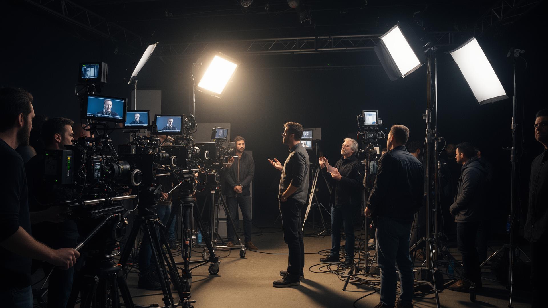 Cinematic film production on set